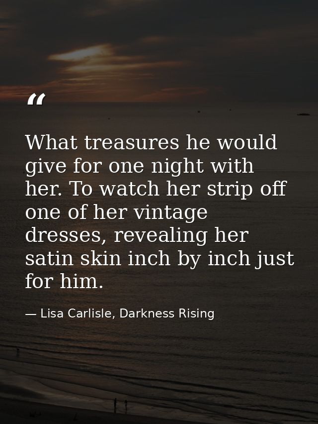 What treasures he would give for one night with her. To watch her strip off one of her vintage dresses, revealing her sa — Lisa Carlisle, Darkness Rising