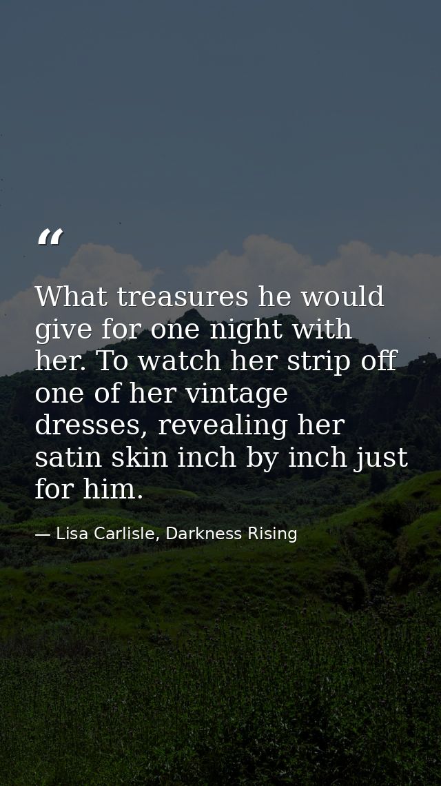 What treasures he would give for one night with her. To watch her strip off one of her vintage dresses, revealing her sa — Lisa Carlisle, Darkness Rising