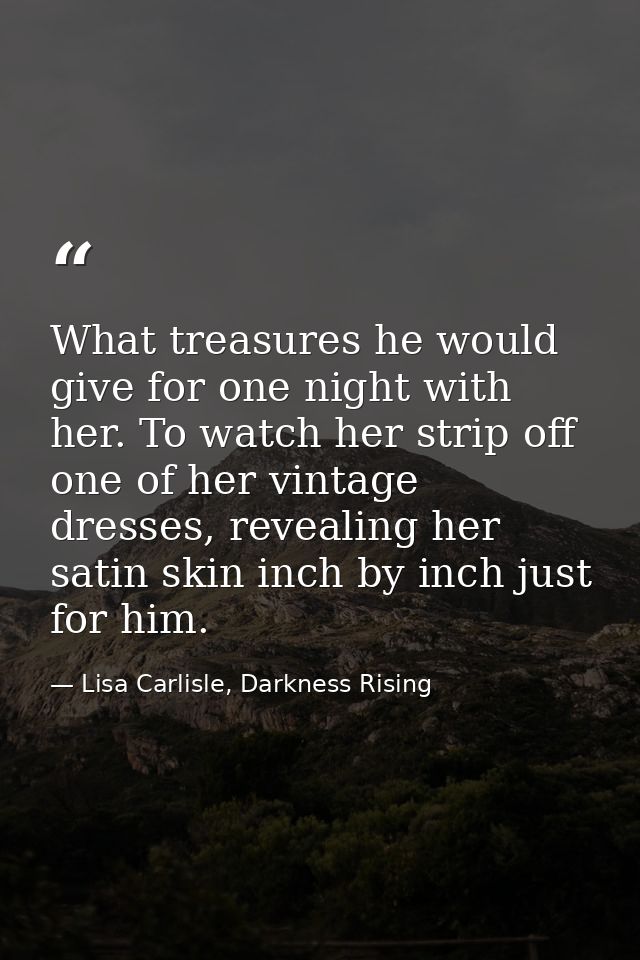 What treasures he would give for one night with her. To watch her strip off one of her vintage dresses, revealing her sa — Lisa Carlisle, Darkness Rising