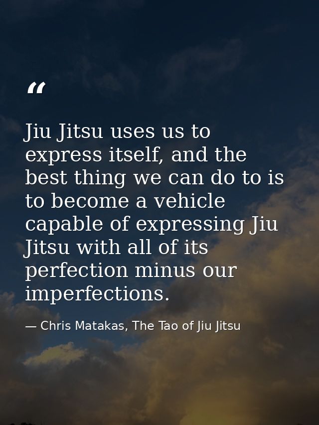 Jiu Jitsu uses us to express itself, and the best thing we can do to is to become a vehicle capable of expressing Jiu Ji — Chris Matakas, The Tao of Jiu Jitsu