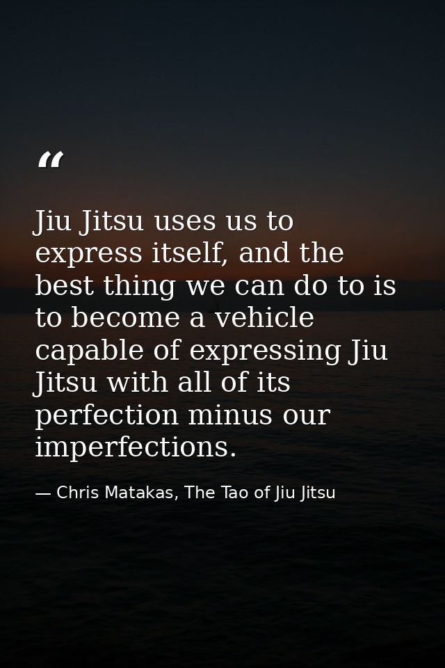 Jiu Jitsu uses us to express itself, and the best thing we can do to is to become a vehicle capable of expressing Jiu Ji — Chris Matakas, The Tao of Jiu Jitsu