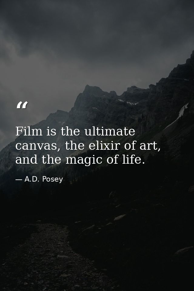 Film is the ultimate canvas, the elixir of art, and the magic of life. — A.D. Posey