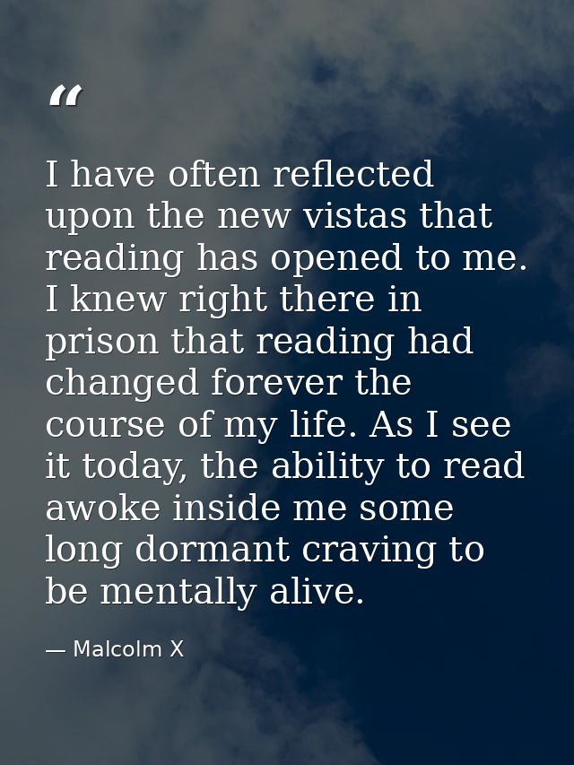 I have often reflected upon the new vistas that reading has opened to me. I knew right there in prison that reading had  — Malcolm X