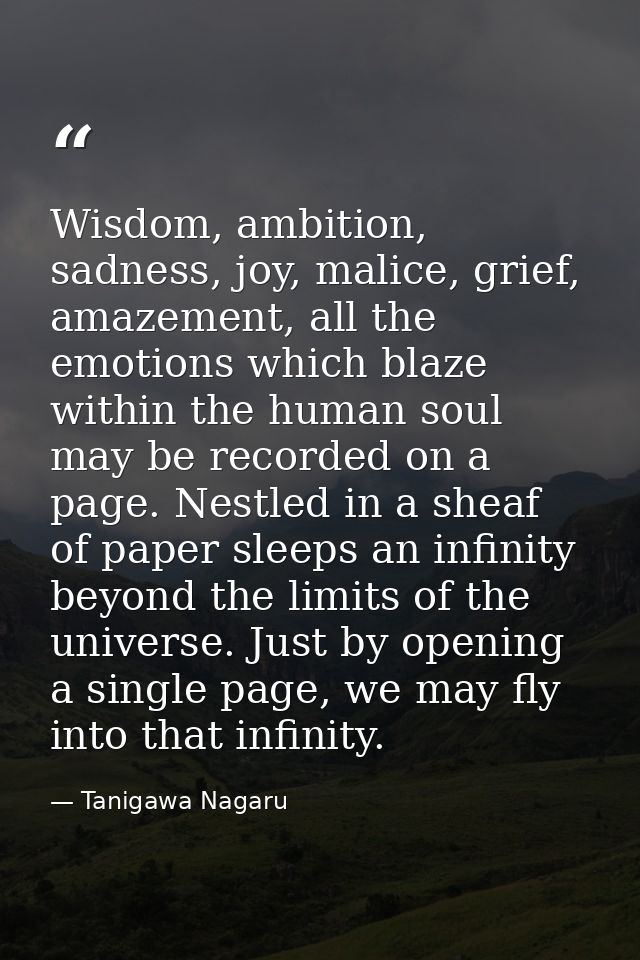 Wisdom, ambition, sadness, joy, malice, grief, amazement, all the emotions which blaze within the human soul may be reco — Tanigawa Nagaru