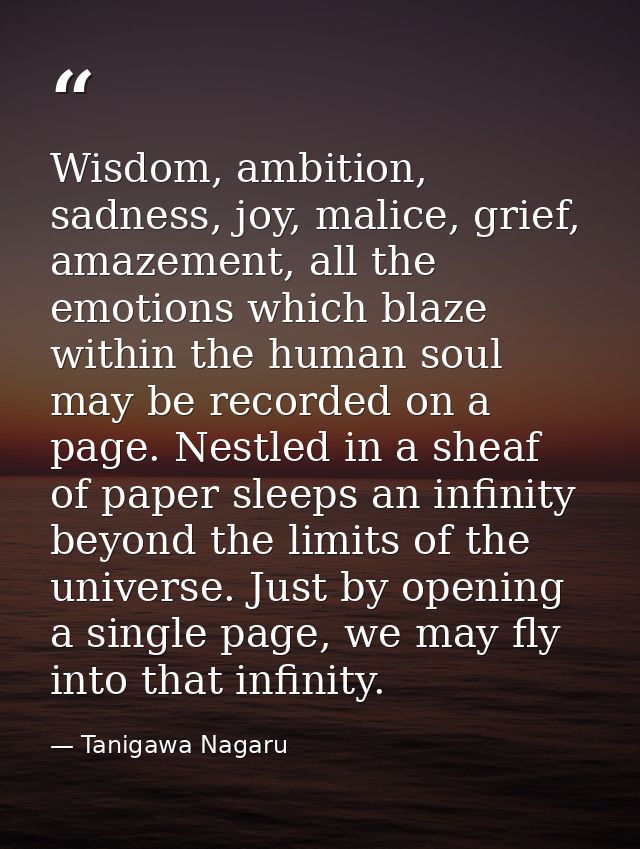 Wisdom, ambition, sadness, joy, malice, grief, amazement, all the emotions which blaze within the human soul may be reco — Tanigawa Nagaru