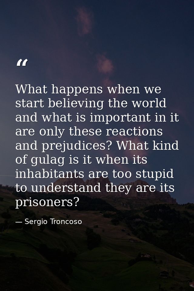 What happens when we start believing the world and what is important in it are only these reactions and prejudices? What — Sergio Troncoso