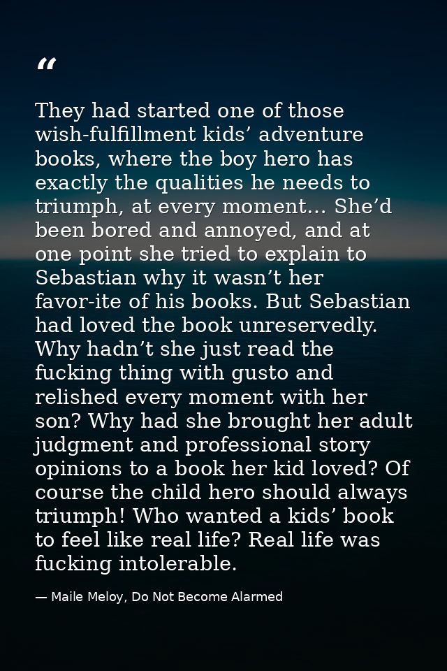 They had started one of those wish-fulfillment kids’ adventure books, where the boy hero has exactly the qualities he ne — Maile Meloy, Do Not Become Alarmed
