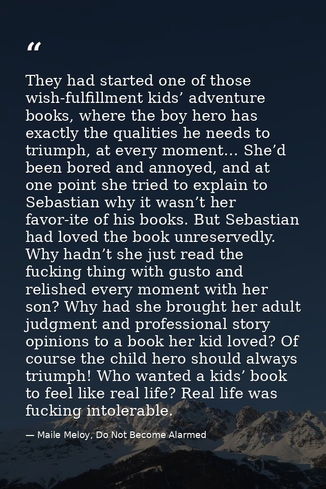 They had started one of those wish-fulfillment kids’ adventure books, where the boy hero has exactly the qualities he ne — Maile Meloy, Do Not Become Alarmed