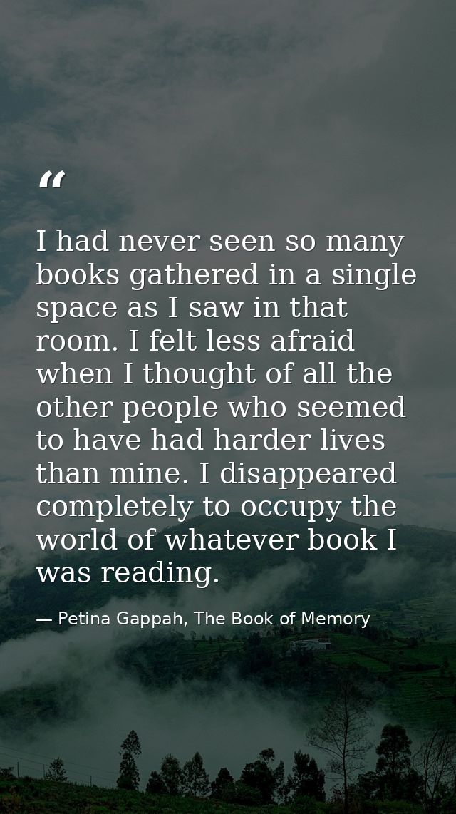 I had never seen so many books gathered in a single space as I saw in that room. I felt less afraid when I thought of al — Petina Gappah, The Book of Memory