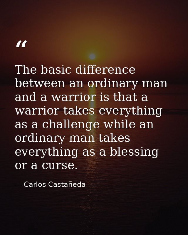 The basic difference between an ordinary man and a warrior is that a warrior takes everything as a challenge while an or — Carlos Castañeda