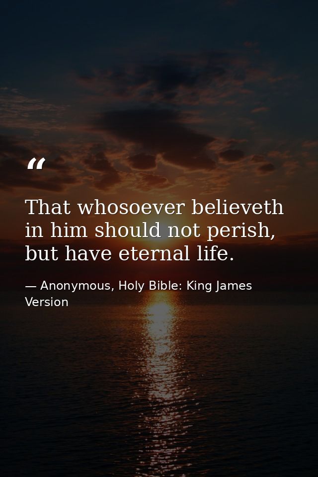 That whosoever believeth in him should not perish, but have eternal life. — Anonymous, Holy Bible: King James Version
