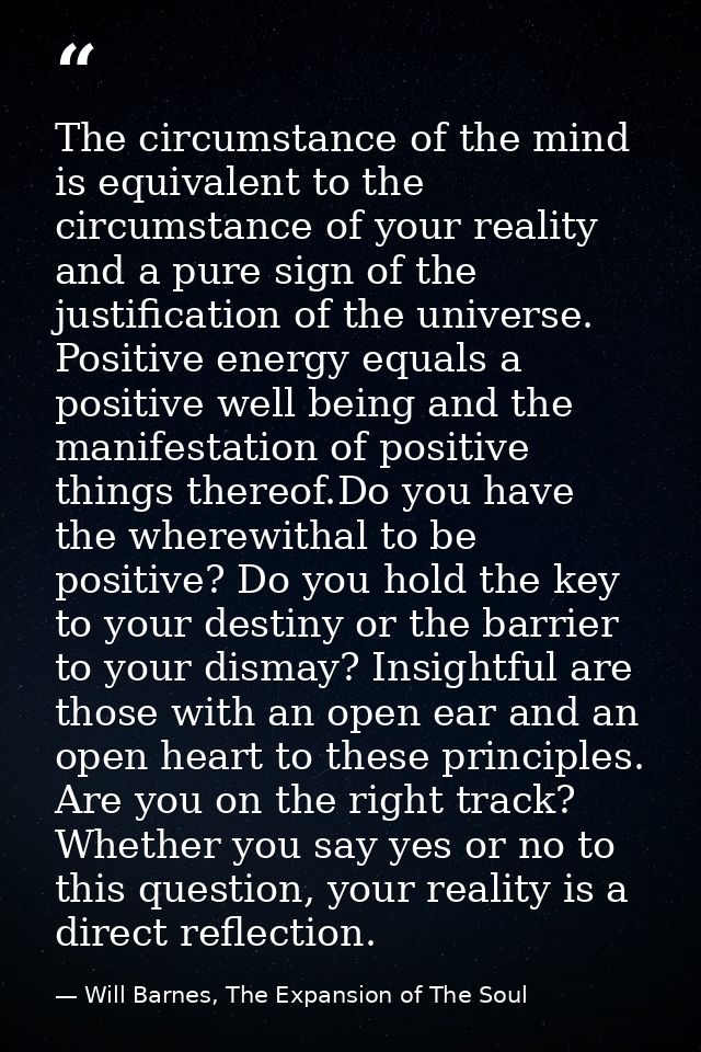 The circumstance of the mind is equivalent to the circumstance of your reality and a pure sign of the justification of t — Will Barnes, The Expansion of The Soul