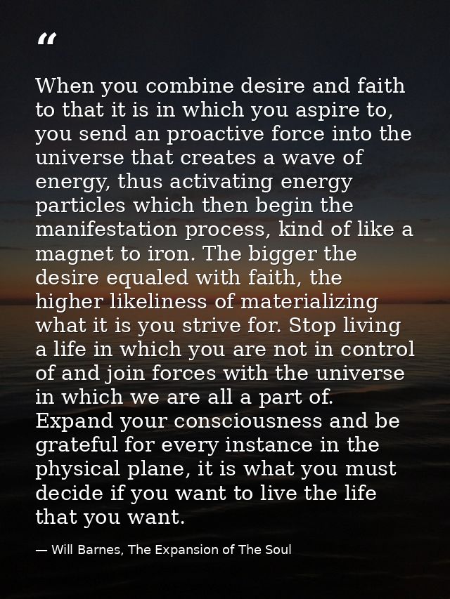 When you combine desire and faith to that it is in which you aspire to, you send an proactive force into the universe th — Will Barnes, The Expansion of The Soul