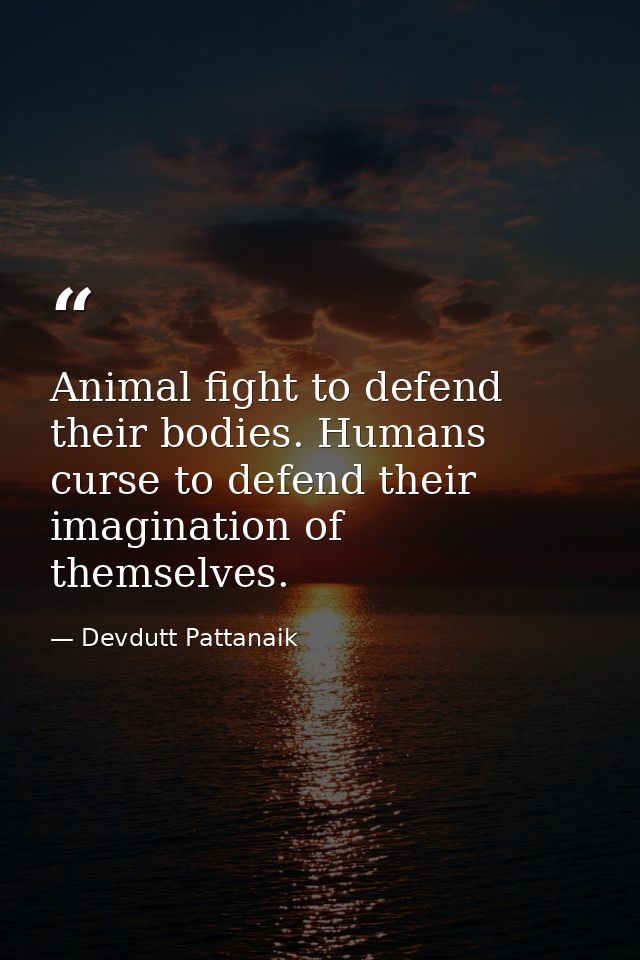 Animal fight to defend their bodies. Humans curse to defend their imagination of themselves. — Devdutt Pattanaik