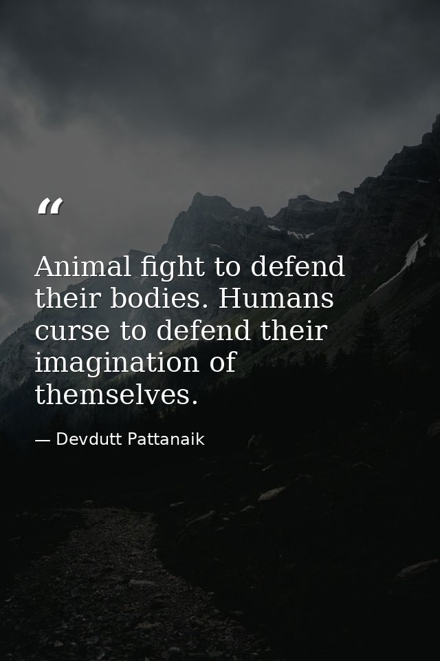 Animal fight to defend their bodies. Humans curse to defend their imagination of themselves. — Devdutt Pattanaik