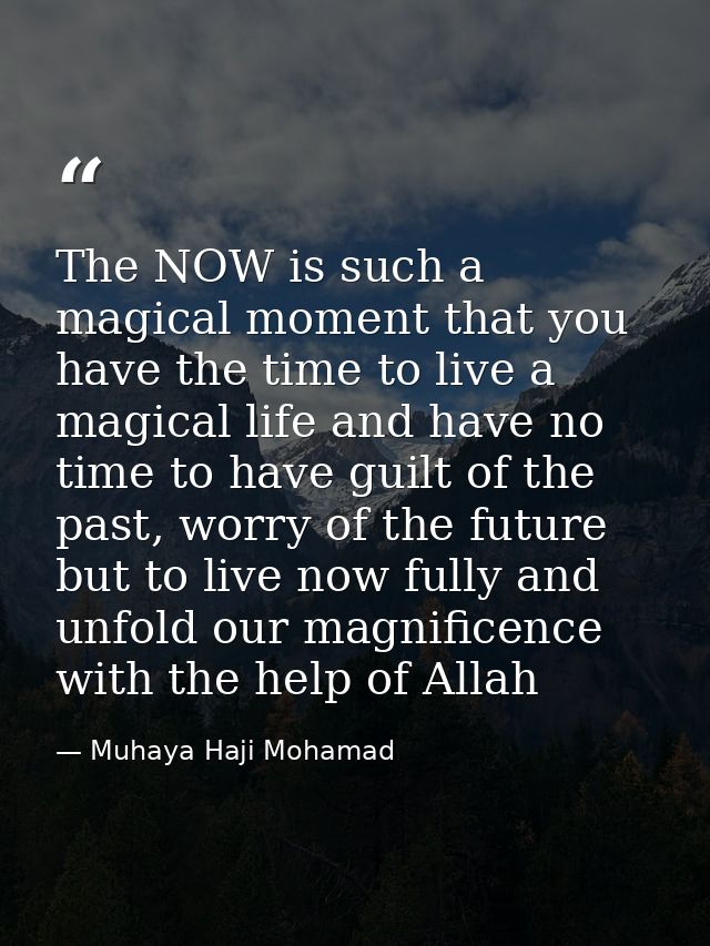 The NOW is such a magical moment that you have the time to live a magical life and have no time to have guilt of the pas — Muhaya Haji Mohamad