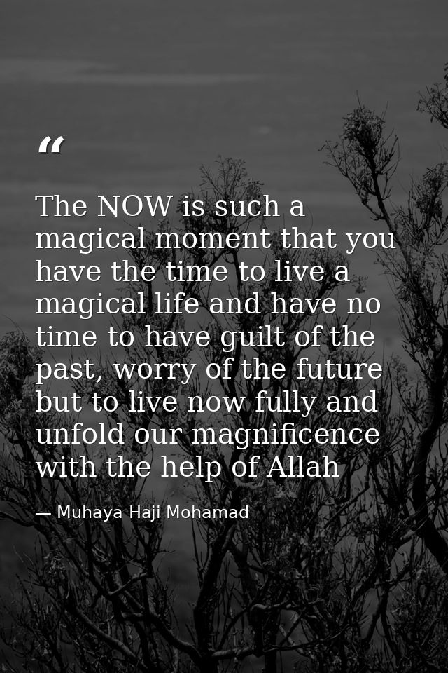 The NOW is such a magical moment that you have the time to live a magical life and have no time to have guilt of the pas — Muhaya Haji Mohamad