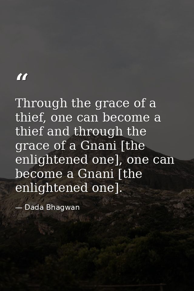 Through the grace of a thief, one can become a thief and through the grace of a Gnani [the enlightened one], one can bec — Dada Bhagwan