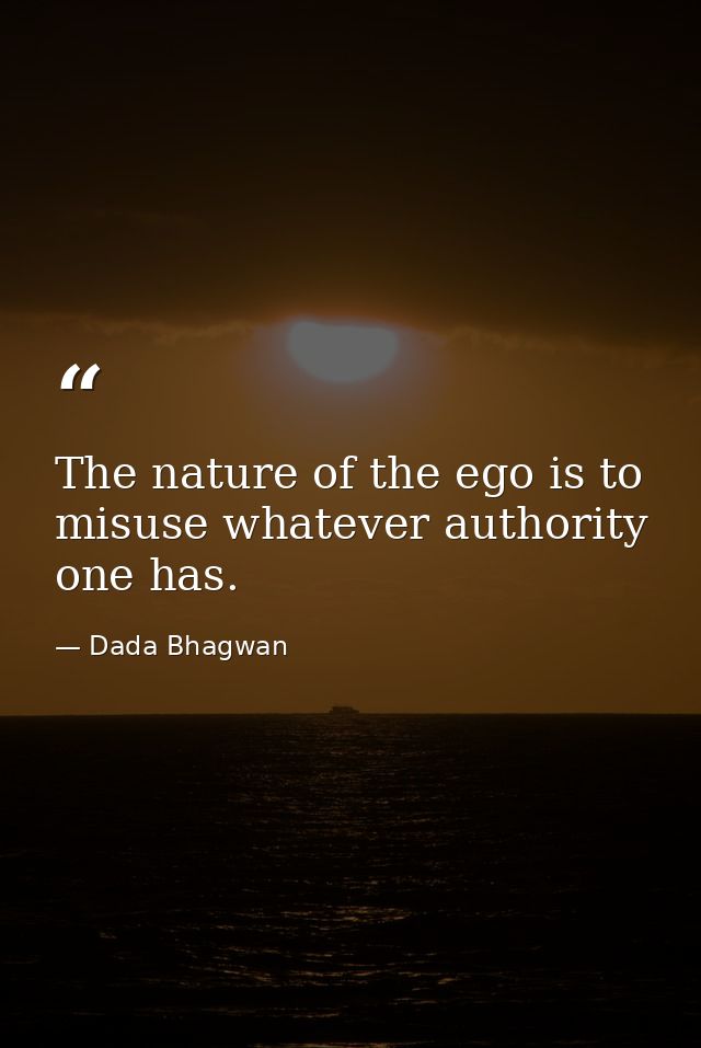 The nature of the ego is to misuse whatever authority one has. — Dada Bhagwan