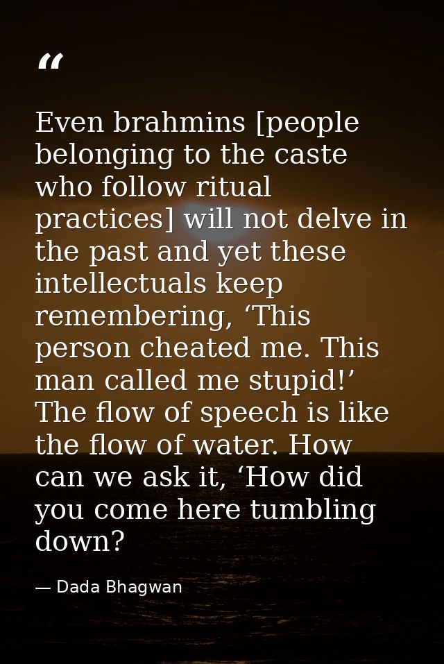 Even brahmins [people belonging to the caste who follow ritual practices] will not delve in the past and yet these intel — Dada Bhagwan