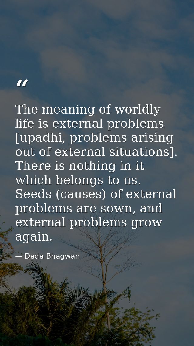 The meaning of worldly life is external problems [upadhi, problems arising out of external situations]. There is nothing — Dada Bhagwan