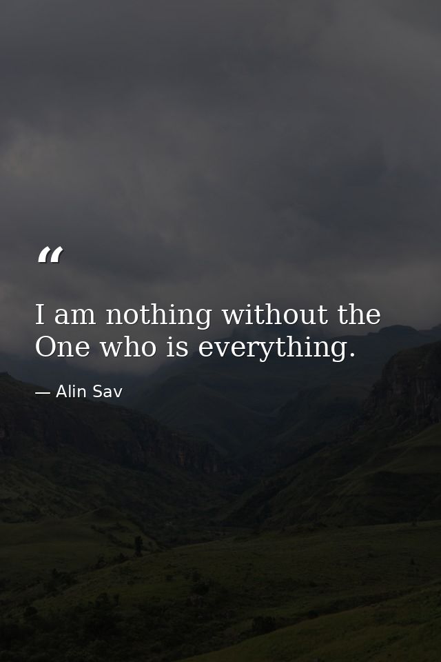 I am nothing without the One who is everything. — Alin Sav