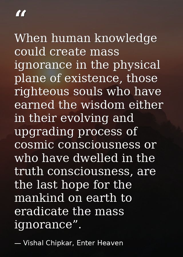 When human knowledge could create mass ignorance in the physical plane of existence, those righteous souls who have earn — Vishal Chipkar, Enter Heaven