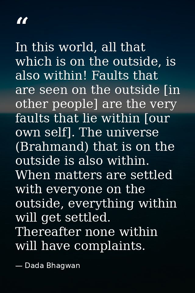 In this world, all that which is on the outside, is also within! Faults that are seen on the outside [in other people] a — Dada Bhagwan