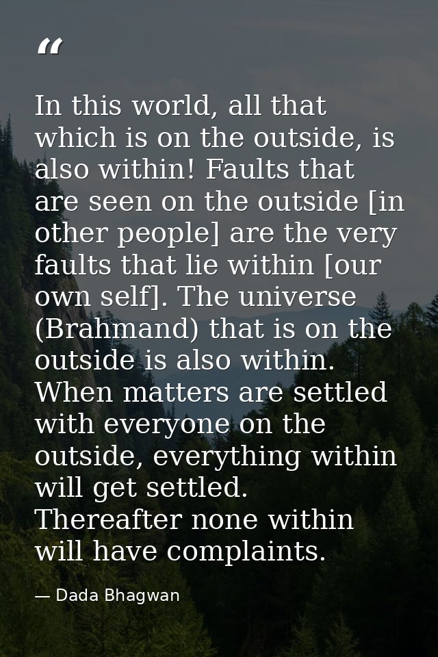 In this world, all that which is on the outside, is also within! Faults that are seen on the outside [in other people] a — Dada Bhagwan