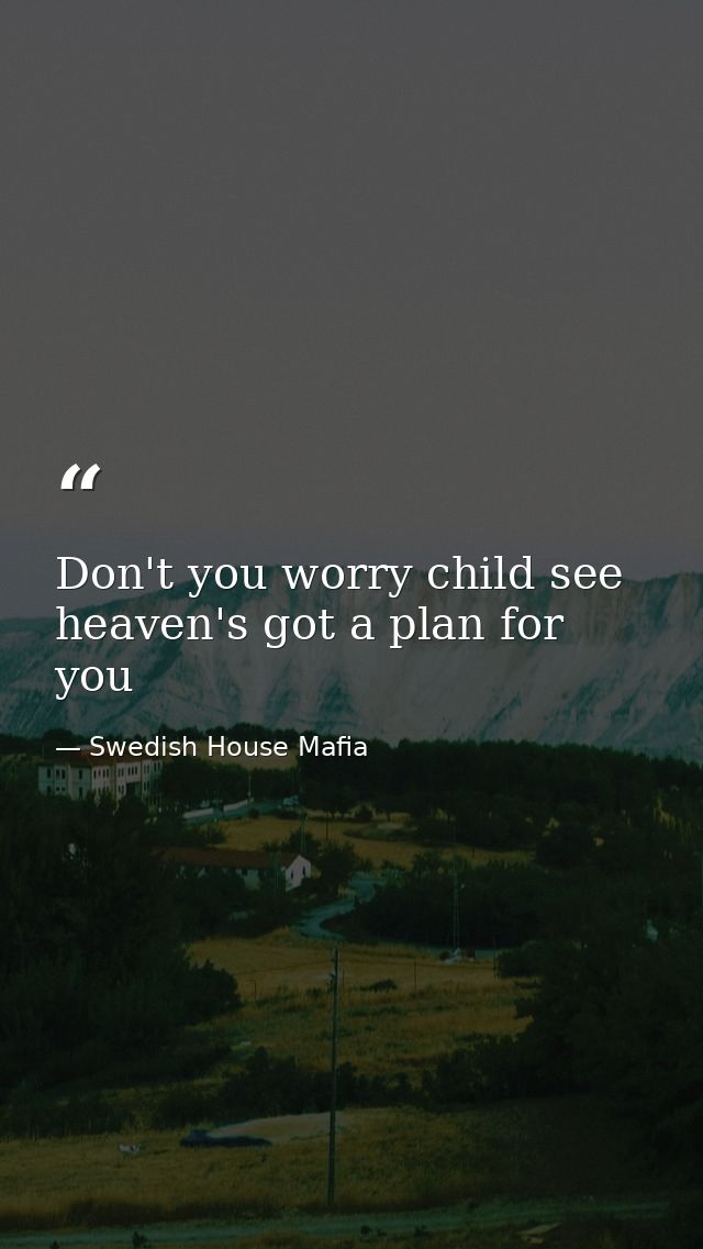 Don't you worry child see heaven's got a plan for you — Swedish House Mafia