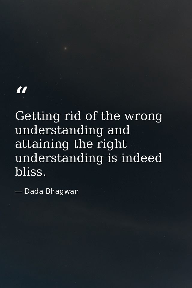 Getting rid of the wrong understanding and attaining the right understanding is indeed bliss. — Dada Bhagwan