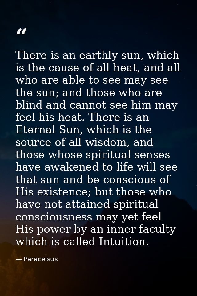 There is an earthly sun, which is the cause of all heat, and all who are able to see may see the sun; and those who are  — Paracelsus