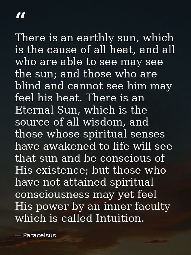 There is an earthly sun, which is the cause of all heat, and all who are able to see may see the sun; and those who are  — Paracelsus