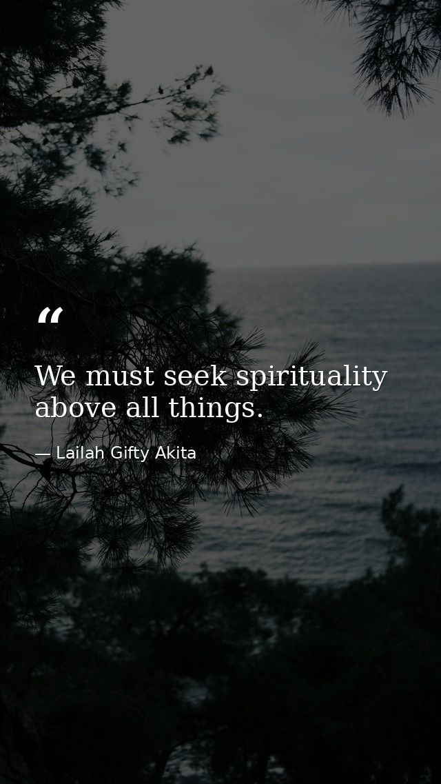 We must seek spirituality above all things. — Lailah Gifty Akita