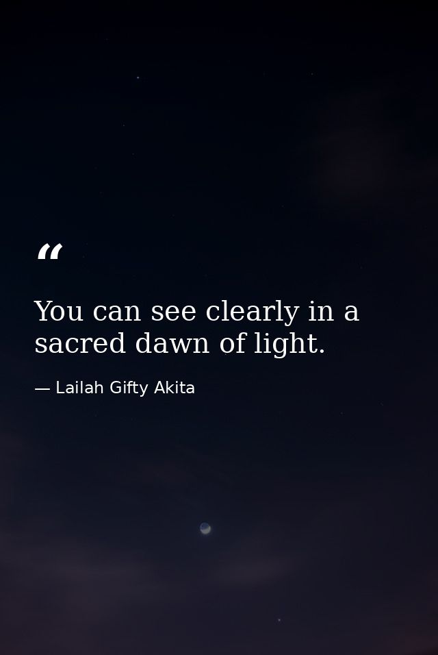 You can see clearly in a sacred dawn of light. — Lailah Gifty Akita