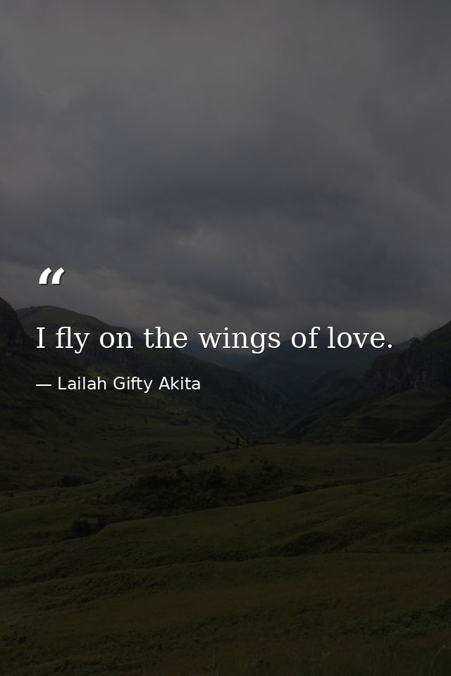 I fly on the wings of love. — Lailah Gifty Akita