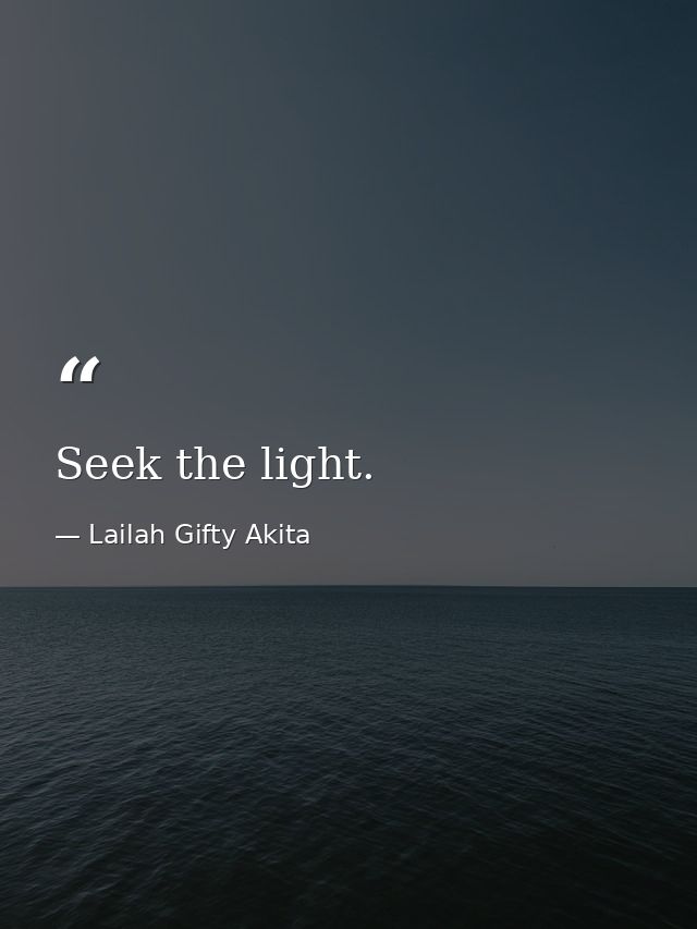 Seek the light. — Lailah Gifty Akita