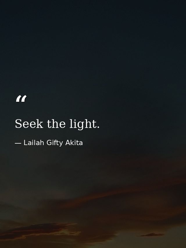 Seek the light. — Lailah Gifty Akita