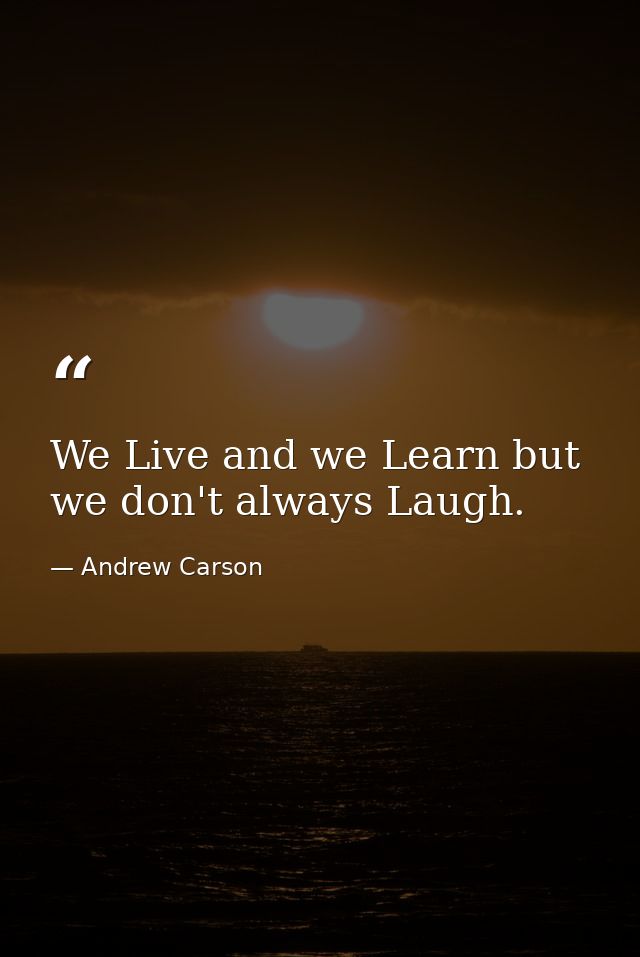 We Live and we Learn but we don't always Laugh. — Andrew Carson