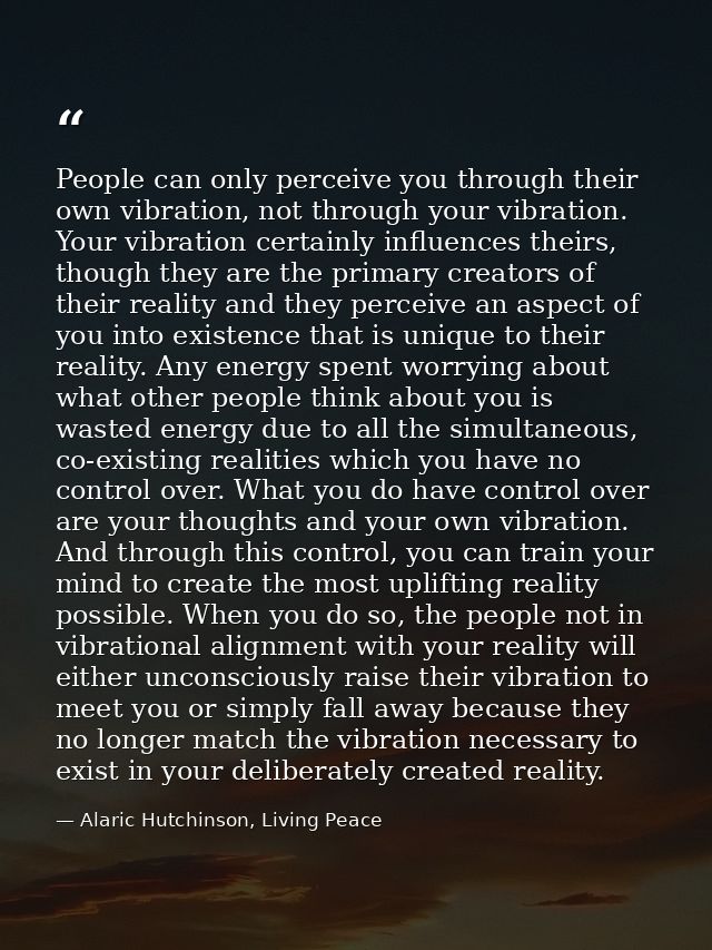 People can only perceive you through their own vibration, not through your vibration. Your vibration certainly influence — Alaric Hutchinson, Living Peace