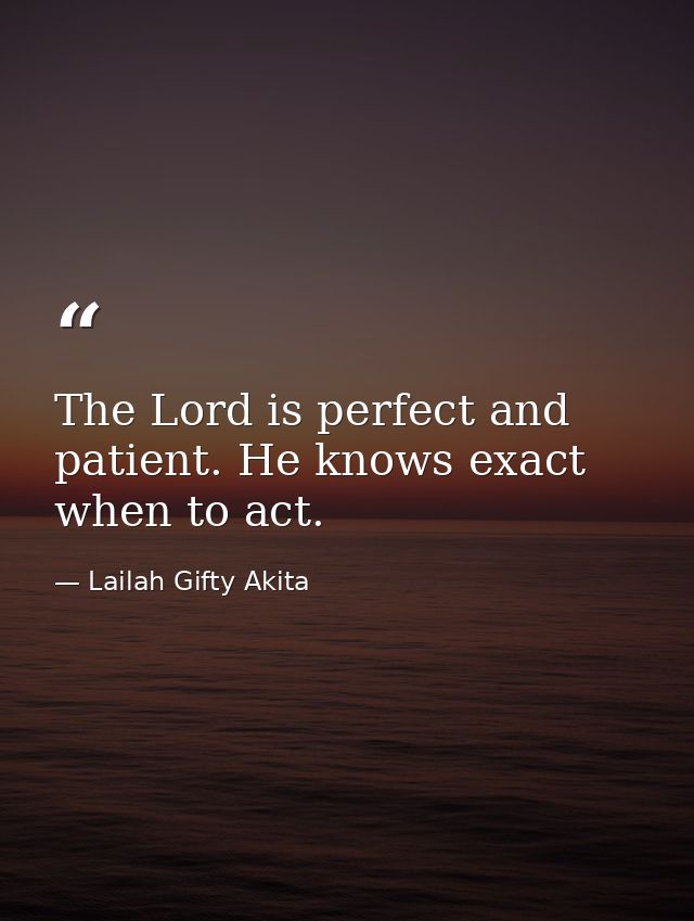 The Lord is perfect and patient. He knows exact when to act. — Lailah Gifty Akita