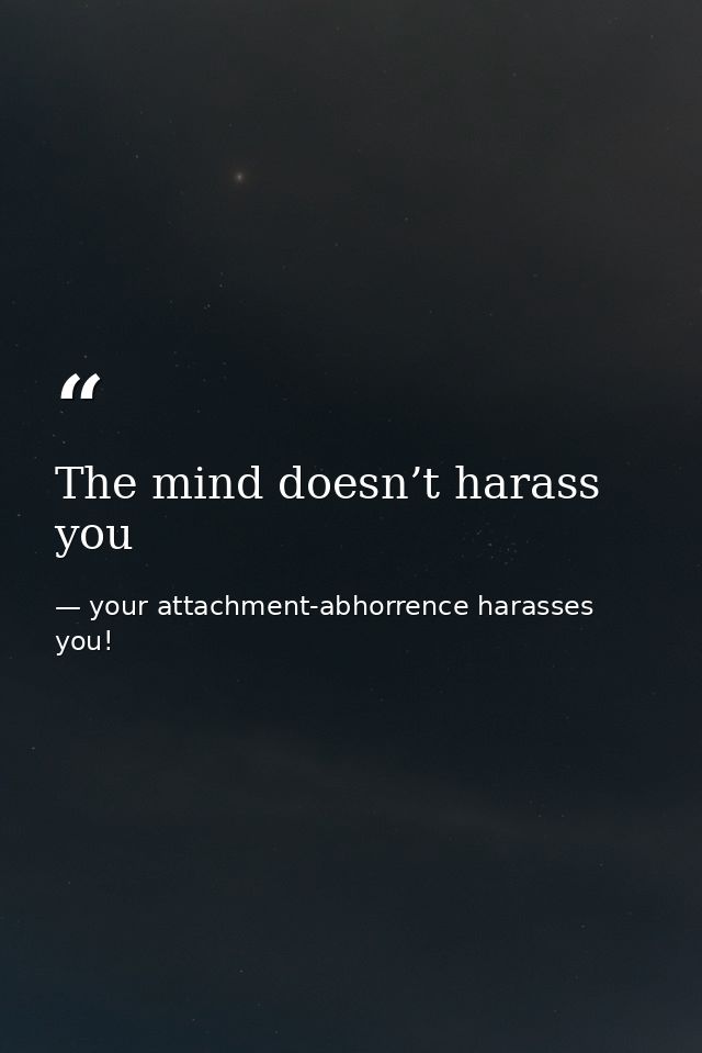 The mind doesn’t harass you — your attachment-abhorrence harasses you!