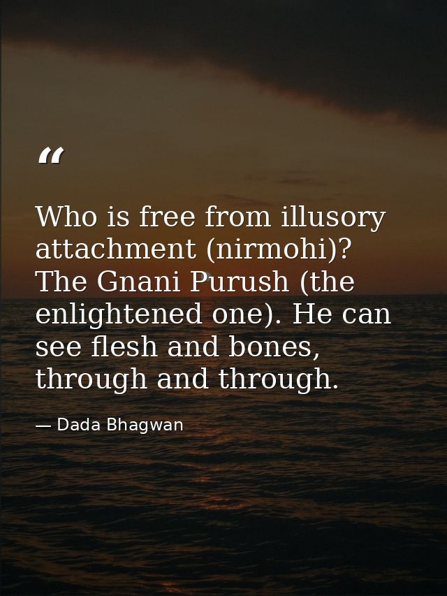 Who is free from illusory attachment (nirmohi)? The Gnani Purush (the enlightened one). He can see flesh and bones, thro — Dada Bhagwan