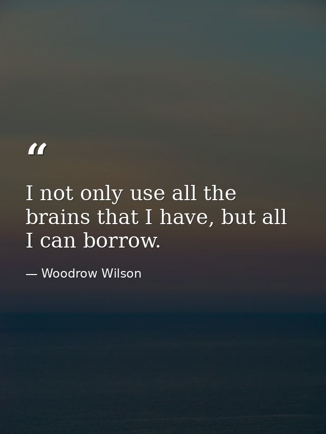 I not only use all the brains that I have, but all I can borrow. — Woodrow Wilson