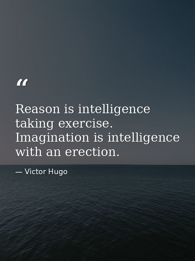 Reason is intelligence taking exercise. Imagination is intelligence with an erection. — Victor Hugo