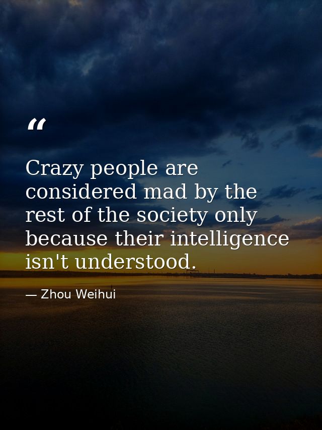 Crazy people are considered mad by the rest of the society only because their intelligence isn't understood. — Zhou Weihui