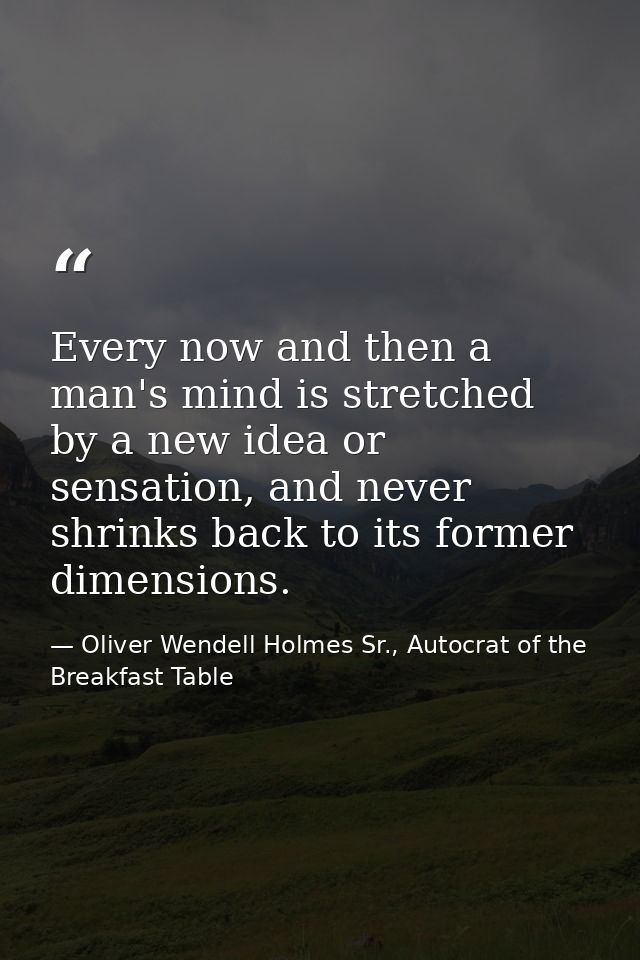 Every now and then a man's mind is stretched by a new idea or sensation, and never shrinks back to its former dimensions — Oliver Wendell Holmes Sr., Autocrat of the Breakfast Table