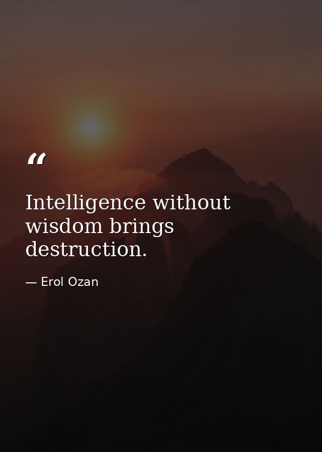 Intelligence without wisdom brings destruction. — Erol Ozan