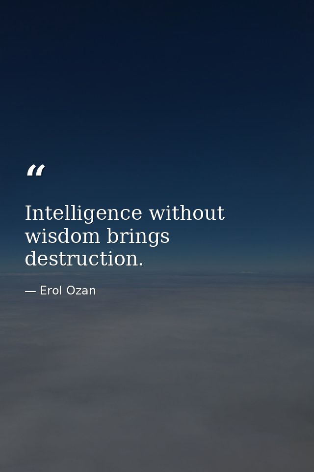 Intelligence without wisdom brings destruction. — Erol Ozan