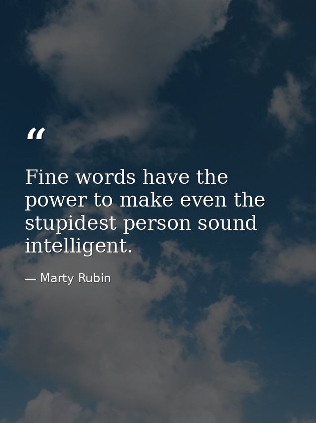 Fine words have the power to make even the stupidest person sound intelligent. — Marty Rubin
